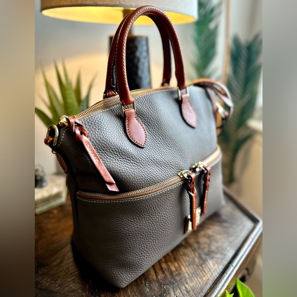 Dooney & Bourke Dillen Double Pocket Satchel in Elephant Grey - Picture 4 of 16